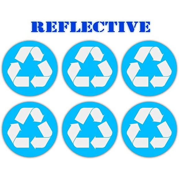 (6 pack) - REFLECTIVE Recycle Sign Blue sticker decal | Hard Hat, Lunchbox, Toolbox, Locker, Badge, Trash Can, Recycle Bin Receptacle Labels (3" x 3")