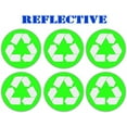 thumbnail image 1 of (6 pack) - REFLECTIVE Recycle Sign Green sticker decal | Hard Hat, Lunchbox, Toolbox, Locker, Badge, Trash Can, Recycle Bin Receptacle Labels (5" x 5"), 1 of 3