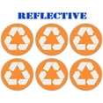 thumbnail image 1 of (6 pack) - REFLECTIVE Recycle Sign Orange sticker decal | Hard Hat, Lunchbox, Toolbox, Locker, Badge, Trash Can, Recycle Bin Receptacle Labels (4" x 4"), 1 of 3