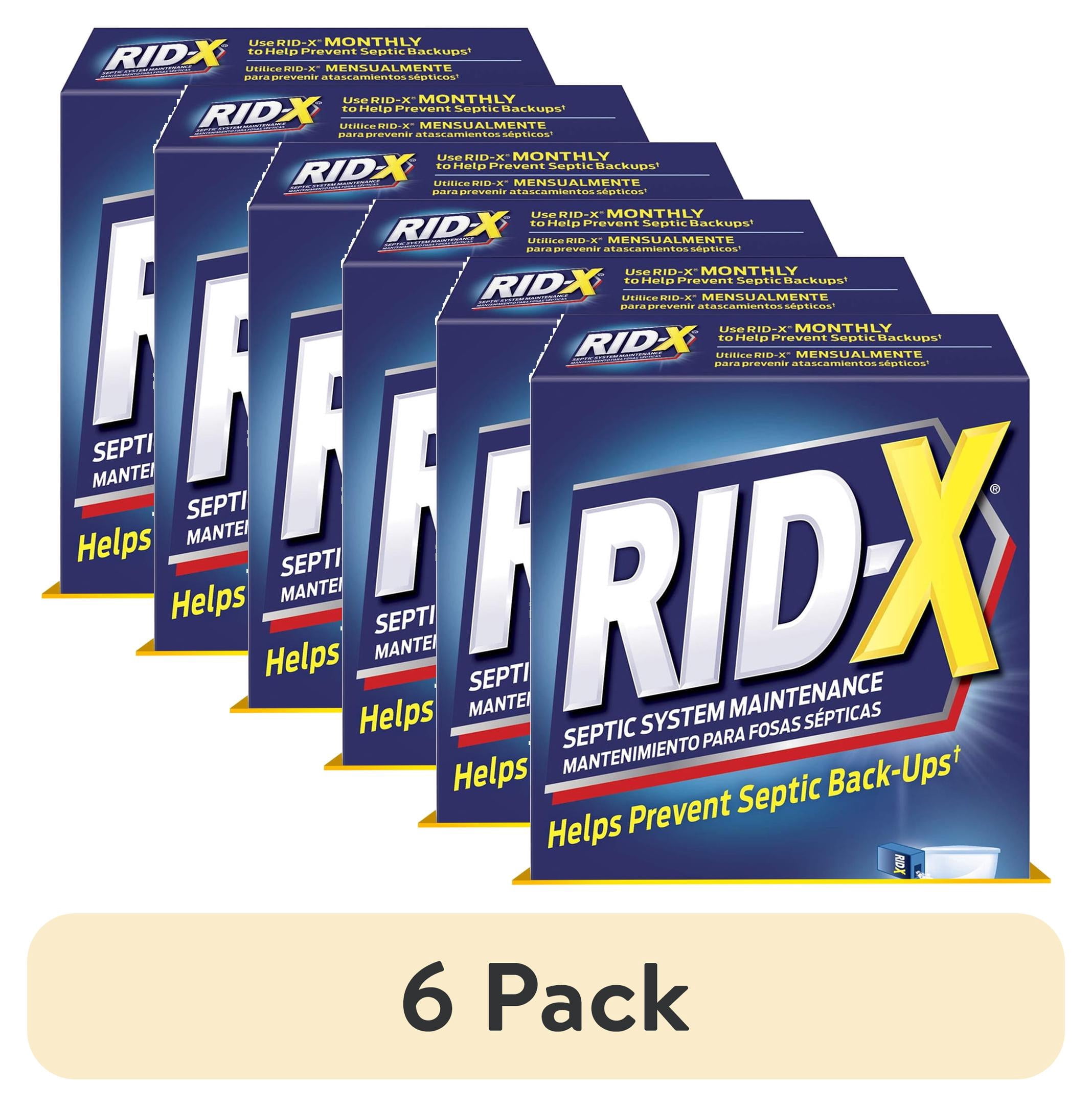 (6 pack) Rid-X Professional Septic Tank Treatment Powder, Dual Action, 1 Month Supply