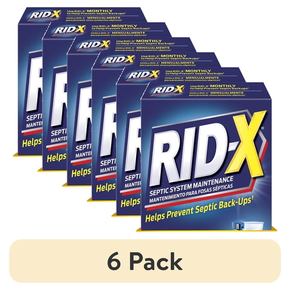 (6 pack) Rid-X Professional Septic Tank Treatment Powder, Dual Action, 1 Month Supply