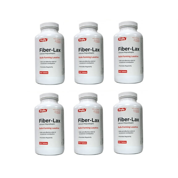 6 pack RUGBY FIBER-LAX POLYCARBO 500MG TAB CALCIUM POLYCARBOPHIL-625MG 500 COUNT
