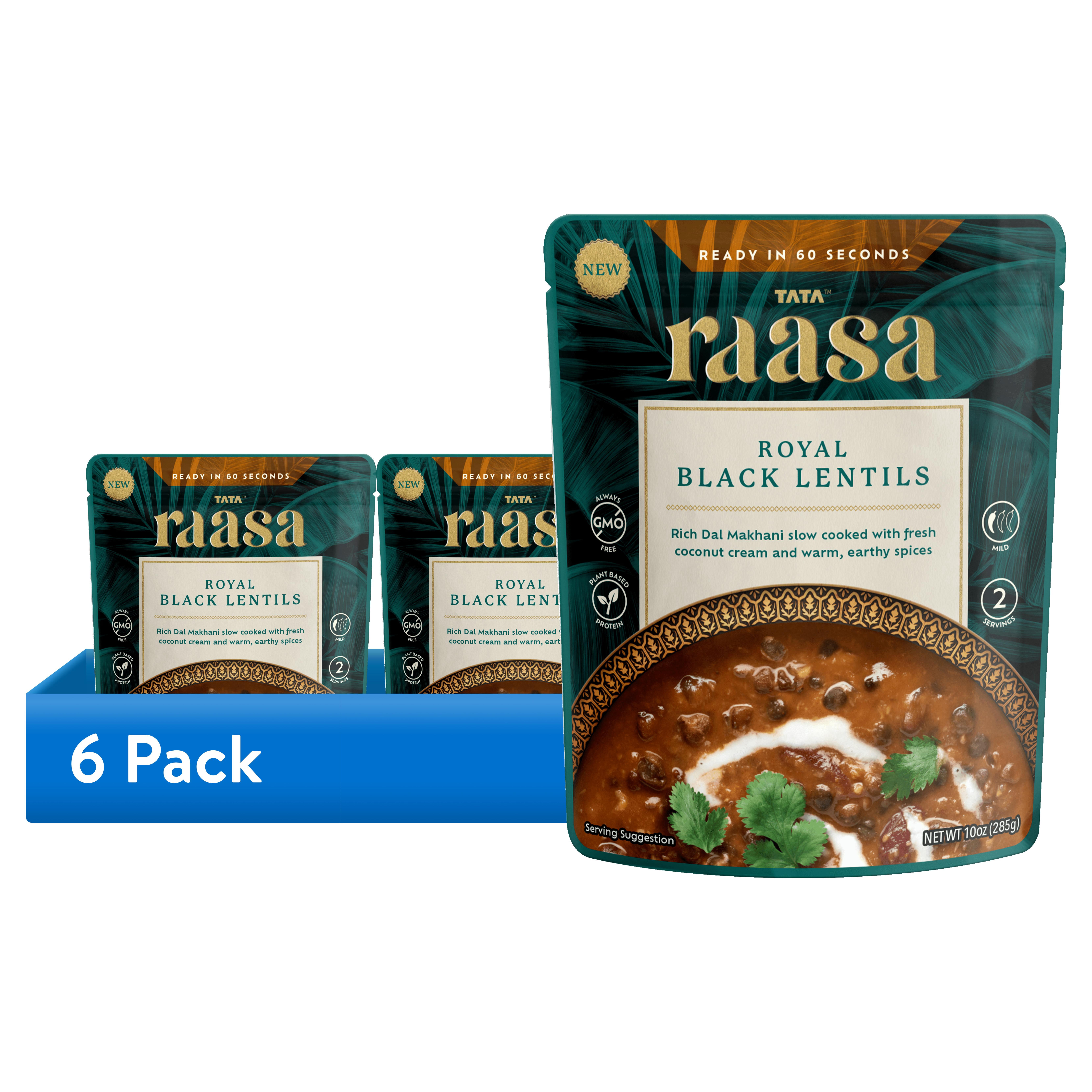 (6 pack) Raasa Royal Black Lentils, 10oz, No Allergens, Gluten-Free