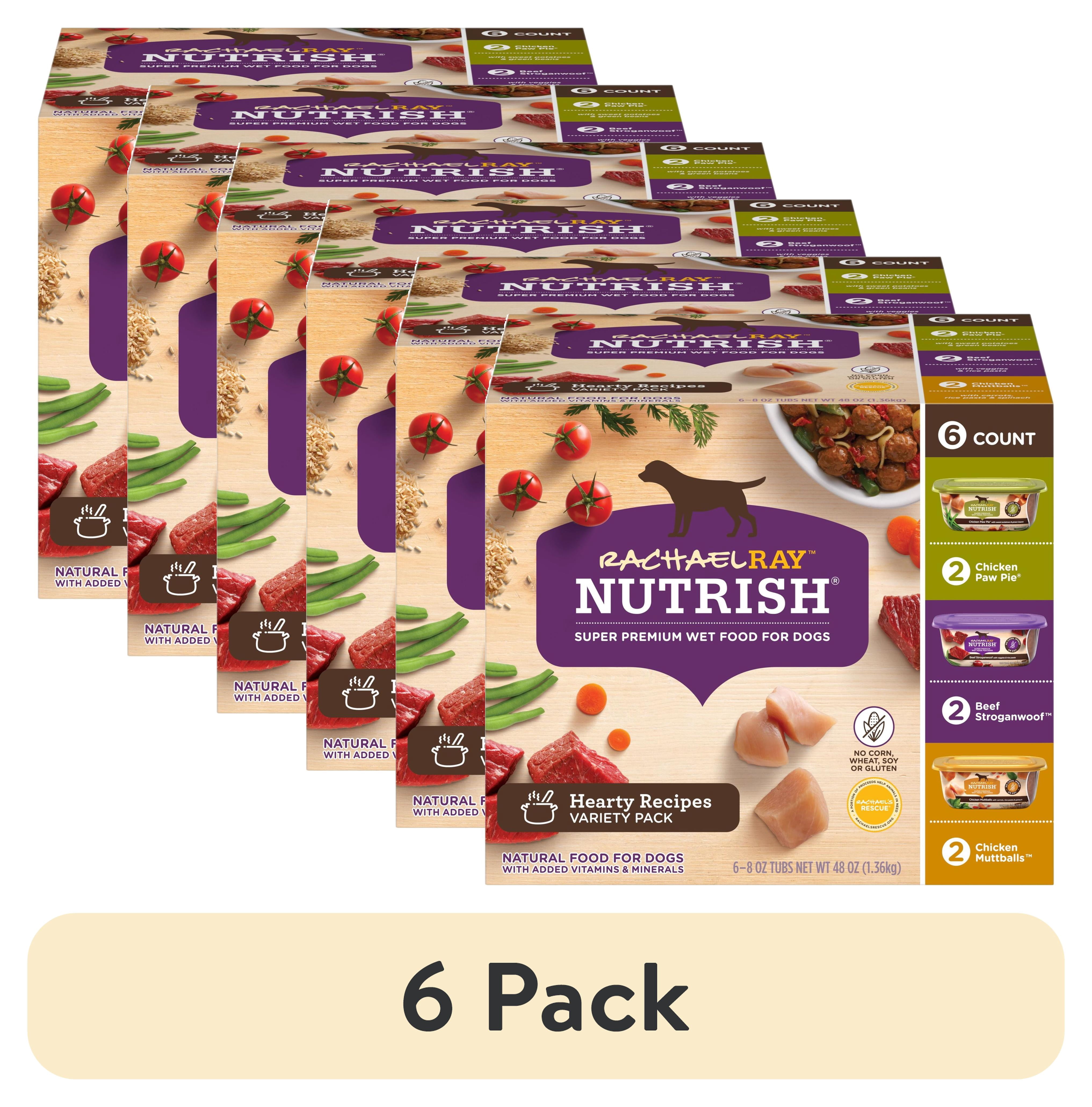 (6 pack) Rachael Ray Nutrish Hearty Recipes Wet Dog Food Variety Pack, 8 oz. Tubs, Pack of 6