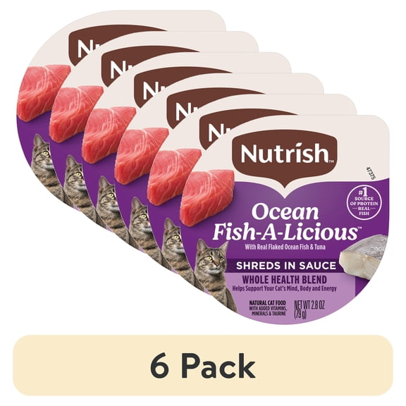 (6 pack) Rachael Ray Nutrish Natural Wet Cat Food, Grain Free, Ocean Fish-a-Licious, 2.8 oz Tub