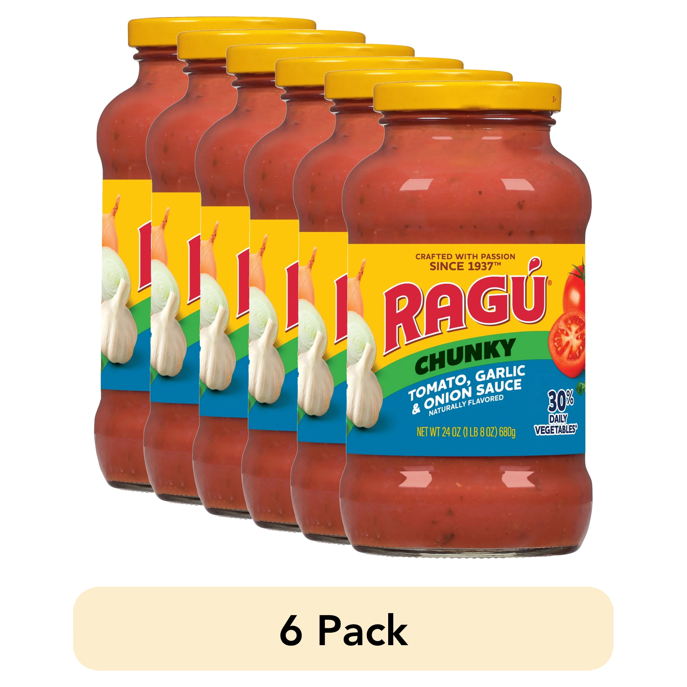 ragupi  6 pack) RAGU Chunky Tomato Garlic and Onion Pasta Sauce, 24 oz