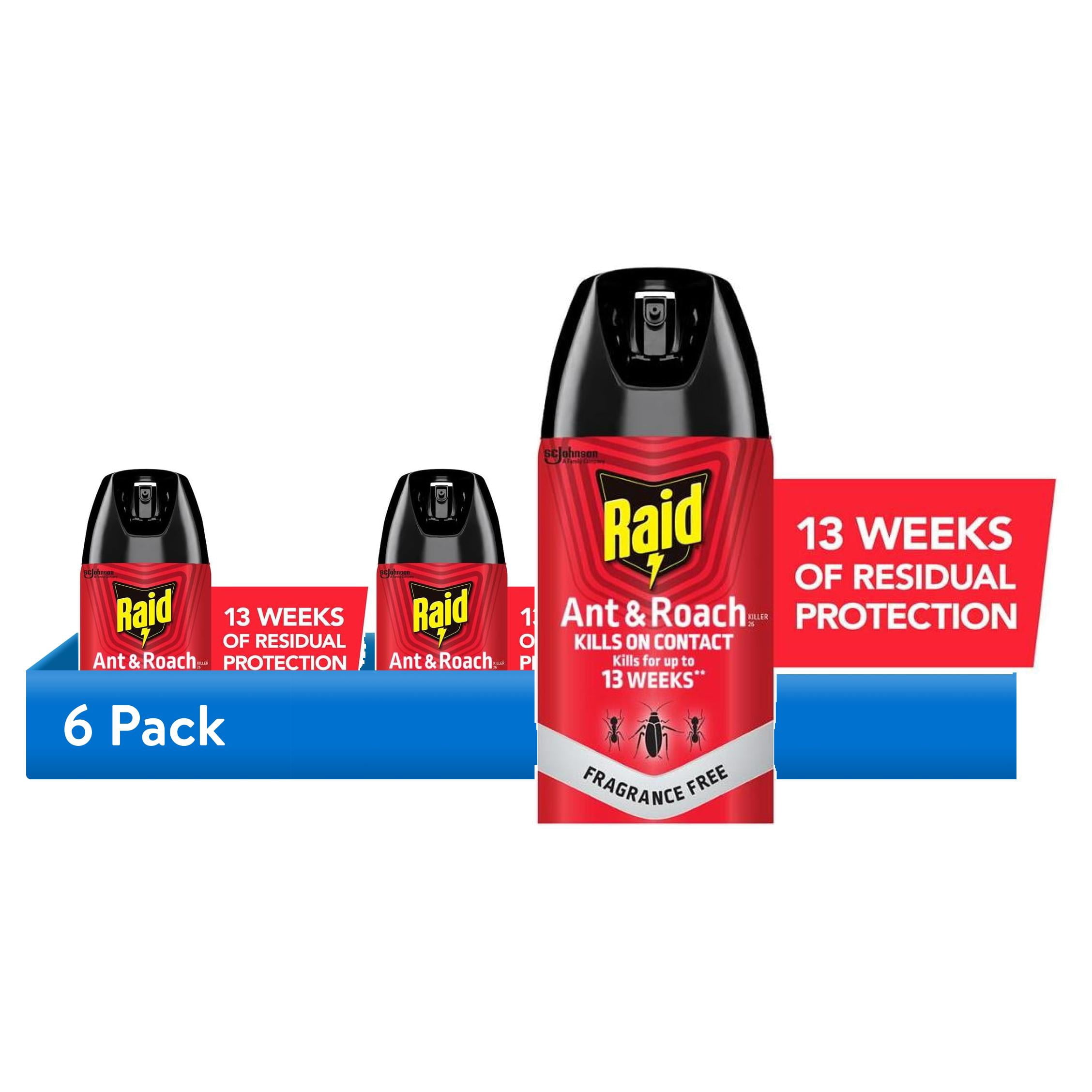 (6 pack) Raid Ant & Roach Insect Killer 26, Fragrance Free Bug Spray, 17.5 oz