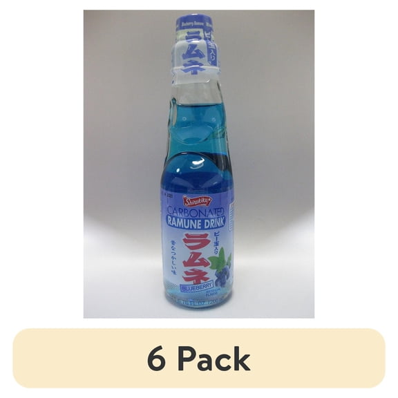 (6 pack) Ramune Drink Blueberry 200ml SK, No Common Allergen-Free Claims Apply