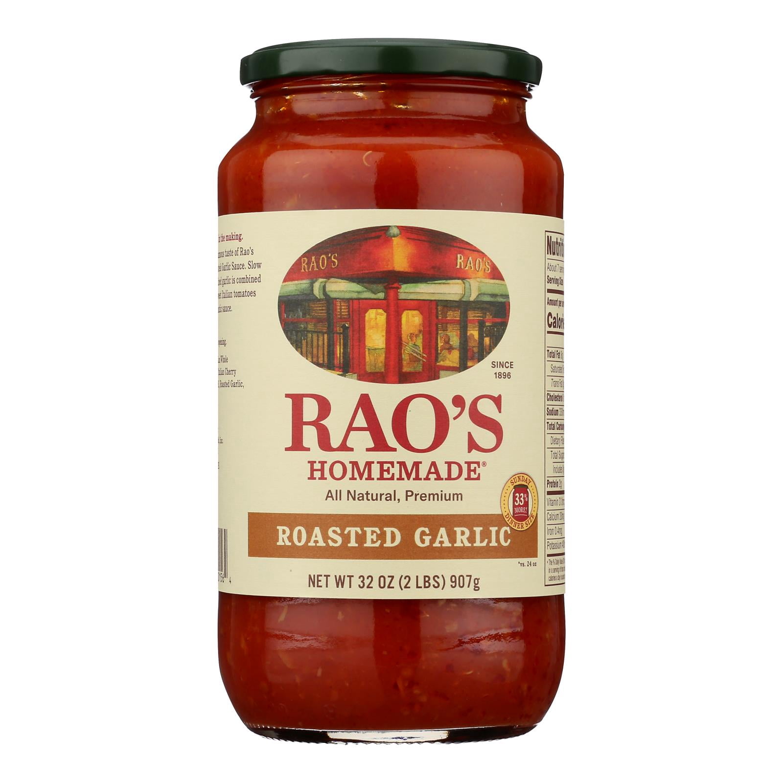 (6 pack) Rao's Homemade Roasted Garlic Sauce Made with Italian Tomatoes, 32 oz