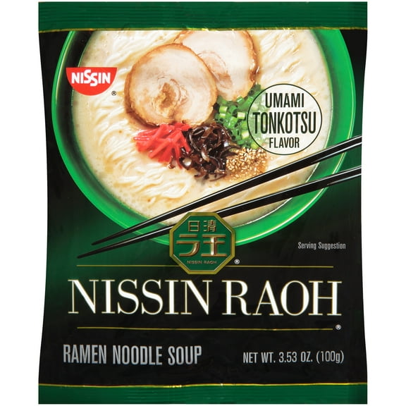 (6 pack) Raoh Tonkotsu Ramen Noodle Soup, 3.53 oz Packet