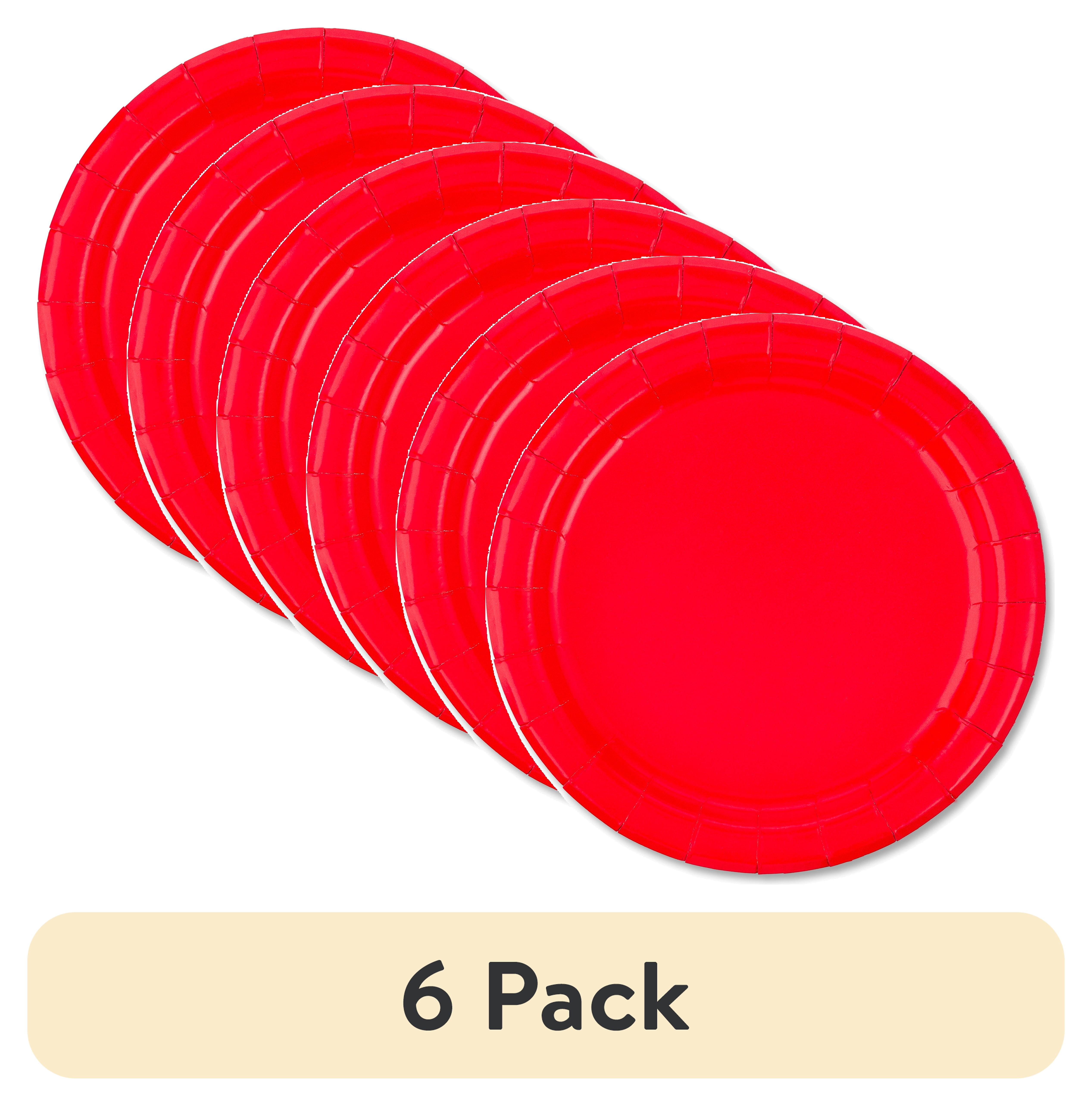 (6 pack) Disposable Paper Plates, 7", Ravishing Red, 24 Count, by Way To Celebrate