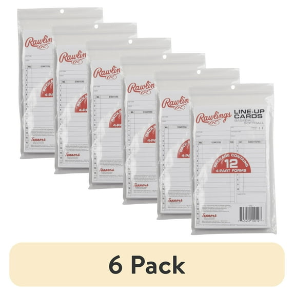 (6 pack) Rawlings 4-Part Carbonless Coaches Baseball/Softball Lineup Cards (17LU)