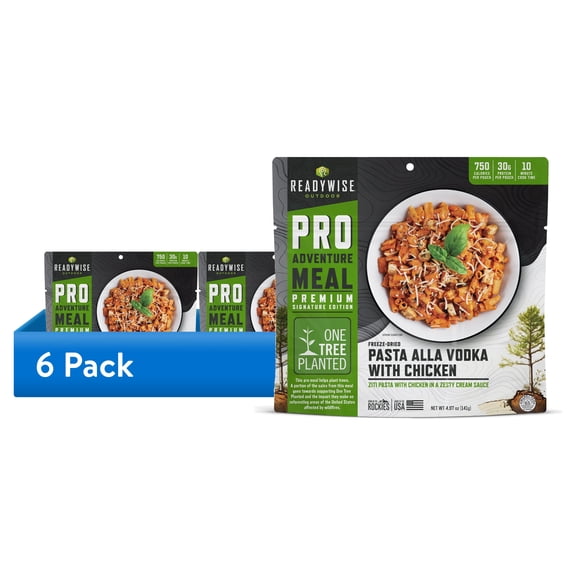 (6 pack) Readywise Outdoor Pro Adventure Meal Pasta Alla Vodka With Chicken, Frz-Dried, 2 Svgs/Pch