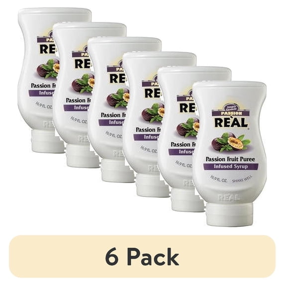 (6 pack) Real Passion Fruit Puree Infused Syrup 16.9 fl oz Squeeze Bottle