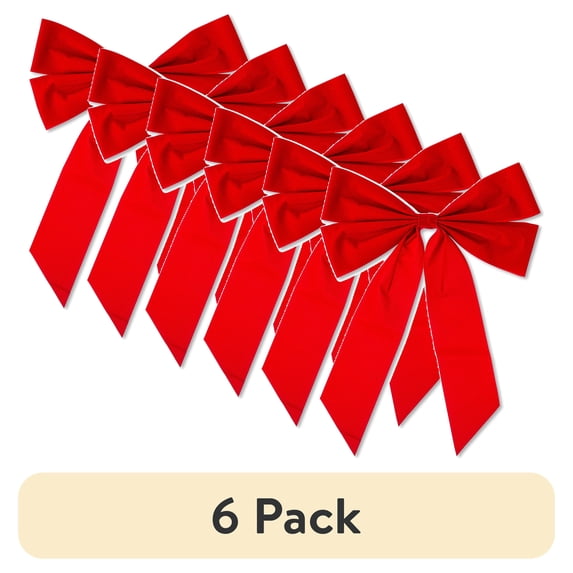 (6 pack) Red Christmas Wreath Bow, 15 in, by Holiday Time