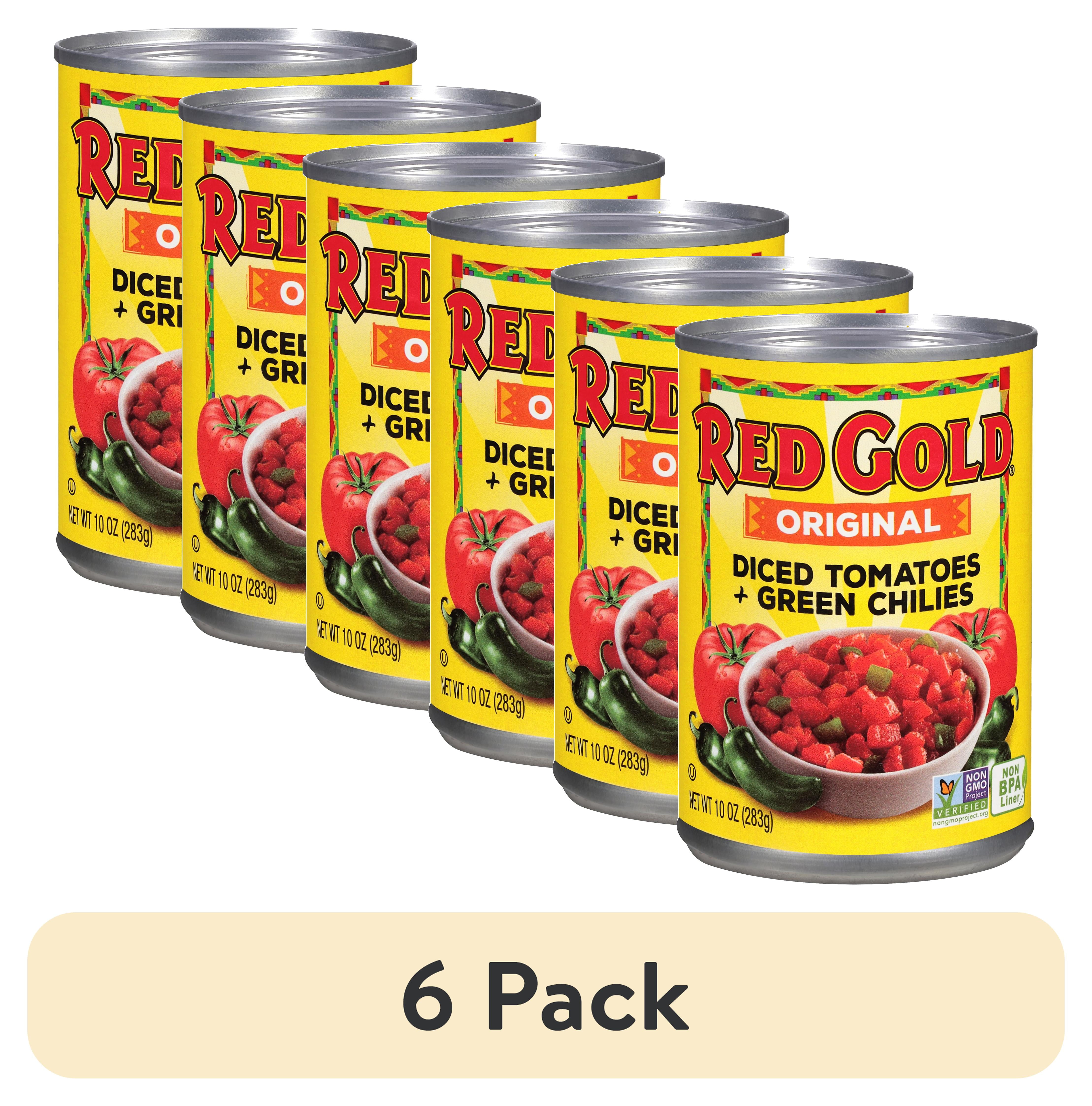(6 pack) Red Gold Original Diced Tomatoes with Green Chilies, 10 oz Can