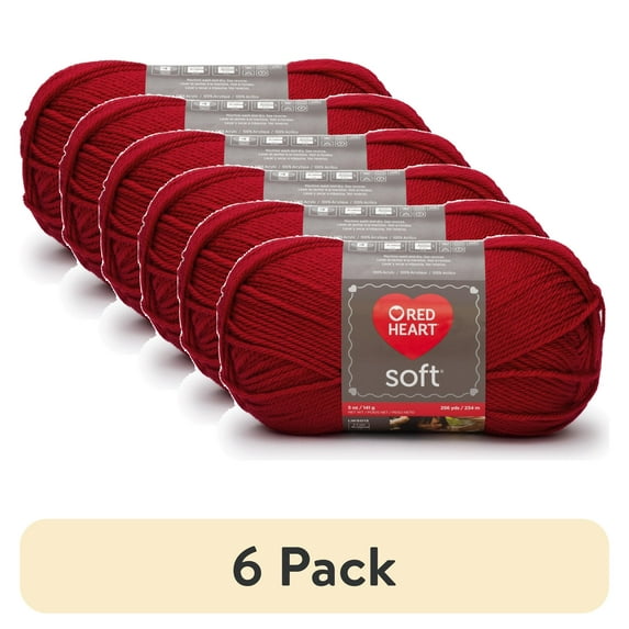 (6 pack) Red Heart® Soft™ #4 Worsted (Medium) Acrylic Yarn, Really Red 5oz/142g 256 Yards