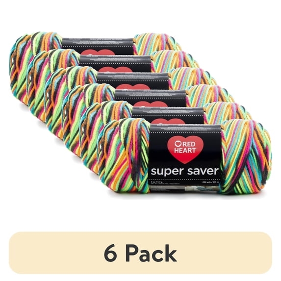 (6 pack) (6 pack) Red Heart® Super Saver™ #4 Worsted Acrylic Yarn, Black light 5oz/142g 236yd