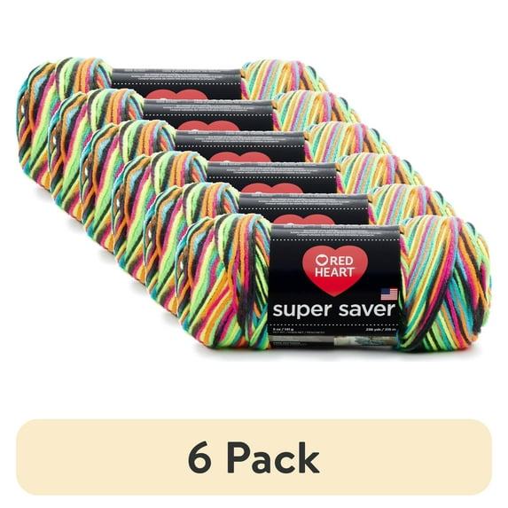(6 pack) Red Heart® Super Saver™ #4 Worsted Acrylic Yarn, Black light 5oz/142g 236yd