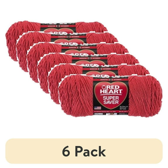 (6 pack) Red Heart Super Saver Yarn, Flamingo, 7oz(198g), Medium, Acrylic