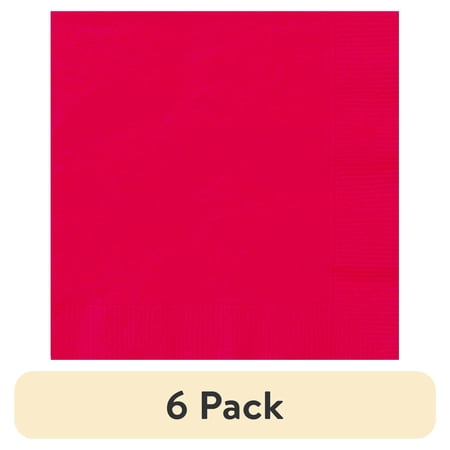 (6 pack) 24CT 6.5IN x 6.5IN Red Disposable Paper Napkins by Way To Celebrate
