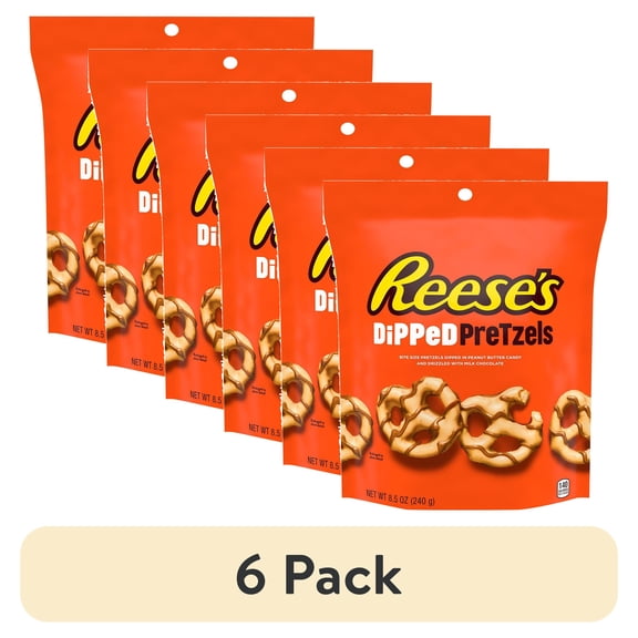 (6 pack) Reese's Milk Chocolate Peanut Butter Candy Dipped Pretzels - 8.5 oz