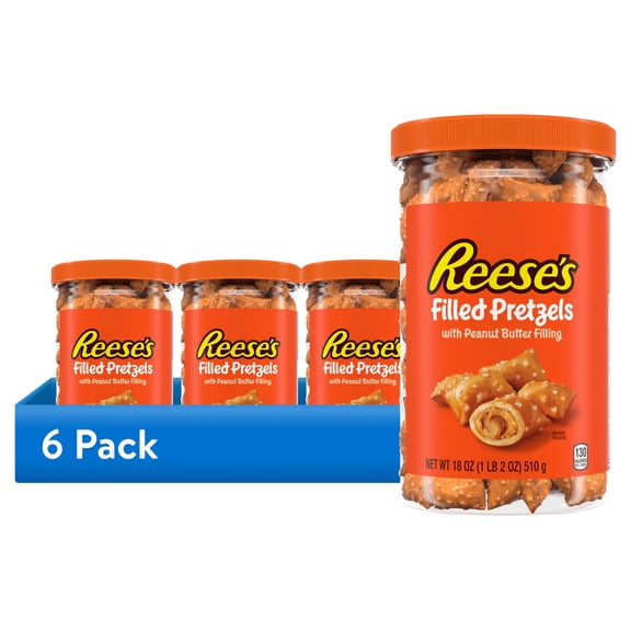 (6 pack) Reese's Peanut Butter Filled Pretzels, 18 oz Sharing Size