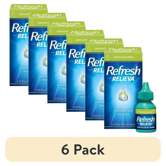 (6 pack) Refresh Relieva Lubricant Eye Drops, Lubricates & Protects Dry Eyes, 0.33 FL OZ