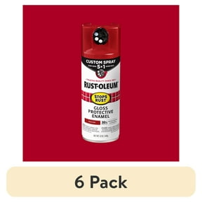 (6 pack) Regal Red, Rust-Oleum Stops Rust Custom Sprays 5 in 1 Gloss Spray Paint-376895, 12 oz
