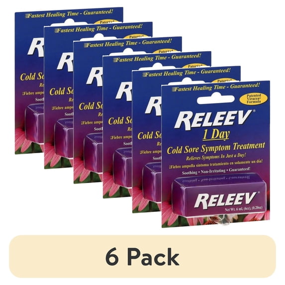 (6 pack) Releev Cold Sore Symptom Treatment I Day - .2 Oz