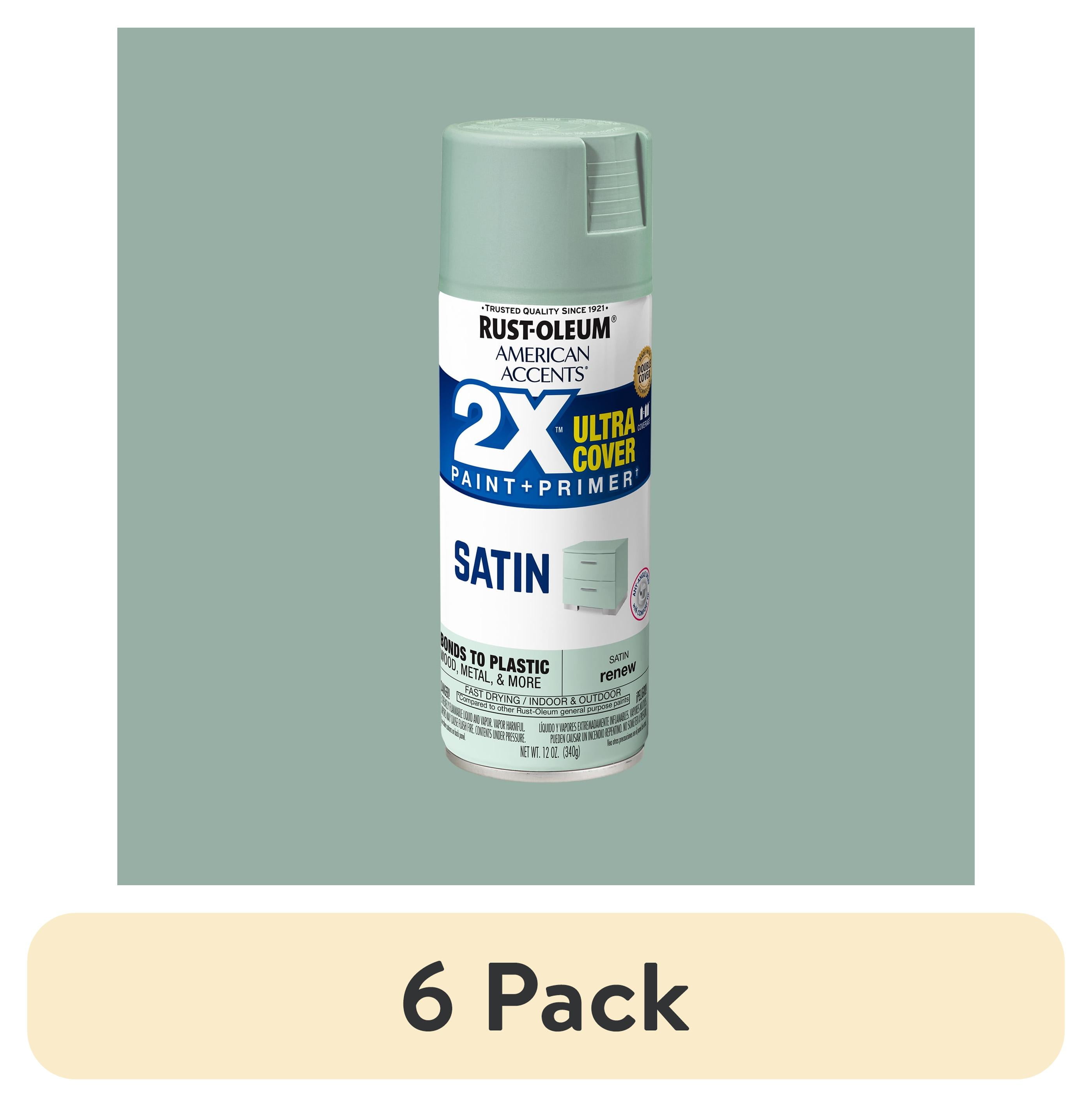(6 pack) Renew, Rust-Oleum American Accents 2X Ultra Cover Satin Spray Paint-393536, 12 oz