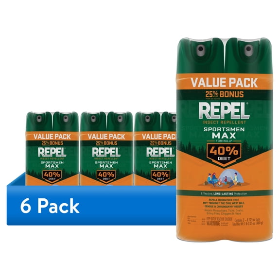 (6 pack) Repel Insect Repellent Sportsmen Max Formula 40% DEET, 8.125 Ounces, Twin Pack