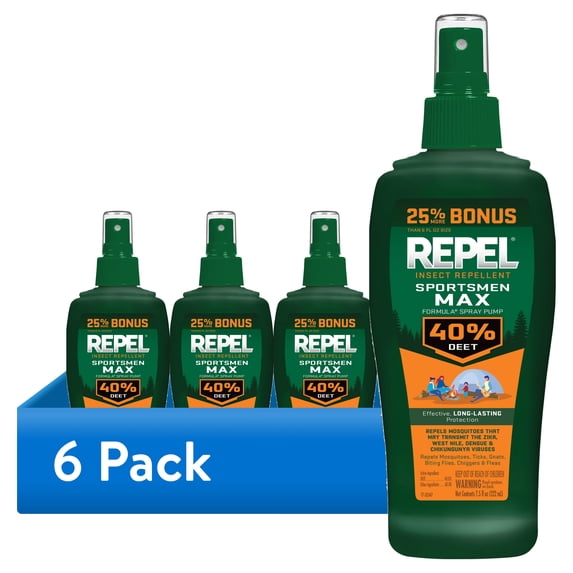 (6 pack) Repel Sportsmen Max Formula Insect and Mosquito Repellent, Bug Spray with 40% DEET, 7.5 Oz
