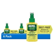 6 pack Repel Plant-Based Lemon Eucalyptus Insect and Mosquito Repellent, DEET-Free Bug Spray, 4 Oz