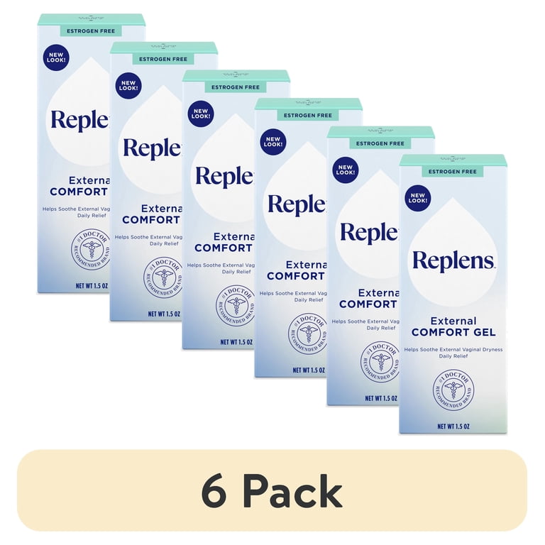 6 pack) Replens External Comfort Gel for Vaginal Dryness