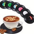 thumbnail image 1 of 6 pack, Retro Record Player Style Non-Slip Coasters for Tea Cups and Drinks, 1 of 9