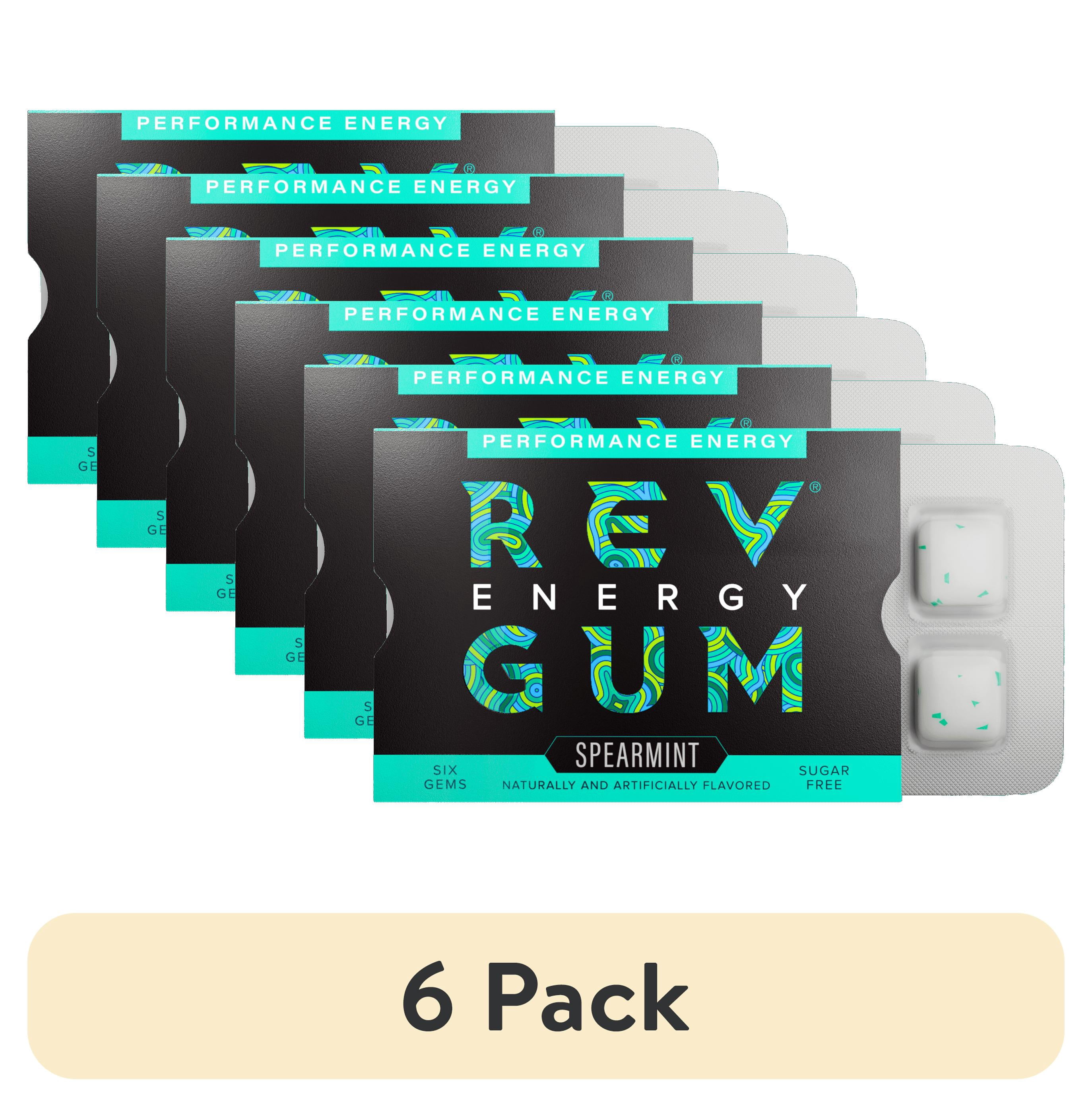 6 pack) Rev Gum Sugar Free Spearmint Energy Gum, 6 Pieces