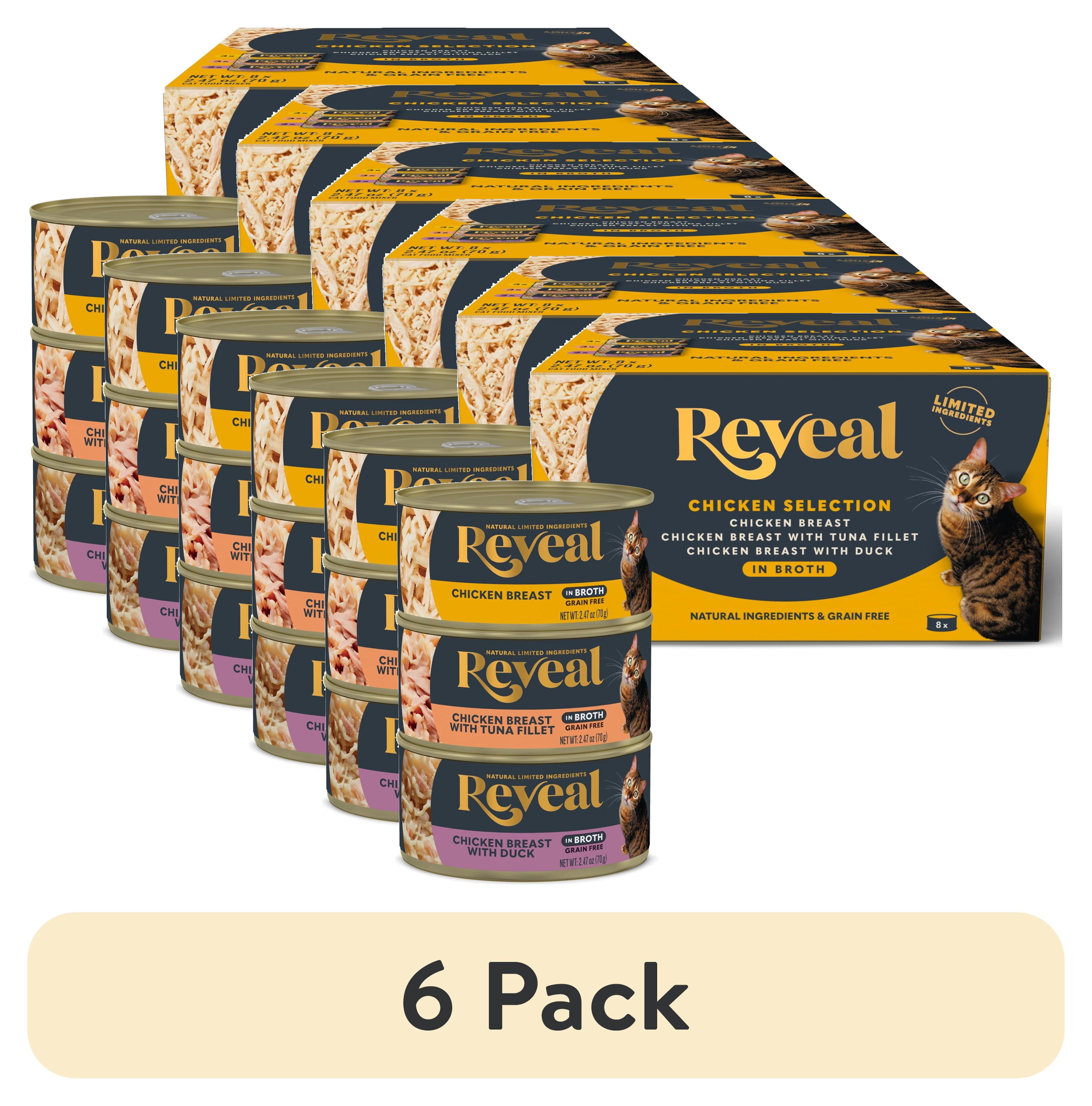 (6 pack) Reveal Natural Wet Cat Food, Chicken in Broth Variety Pack, 8 x 2.47oz