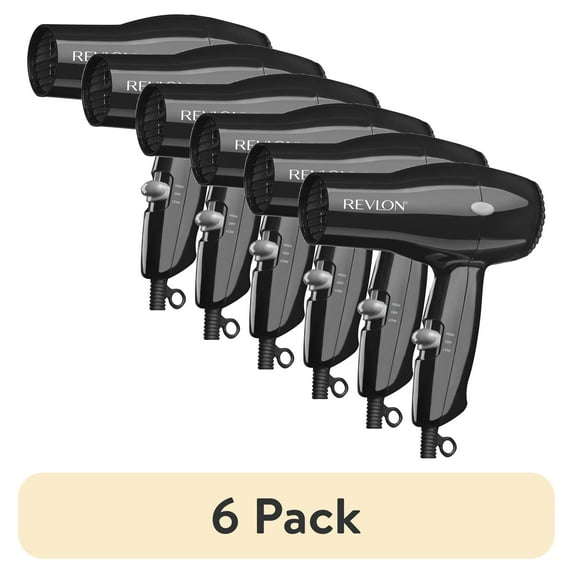 (6 pack) Revlon 1875W Compact Hair Dryer, Black