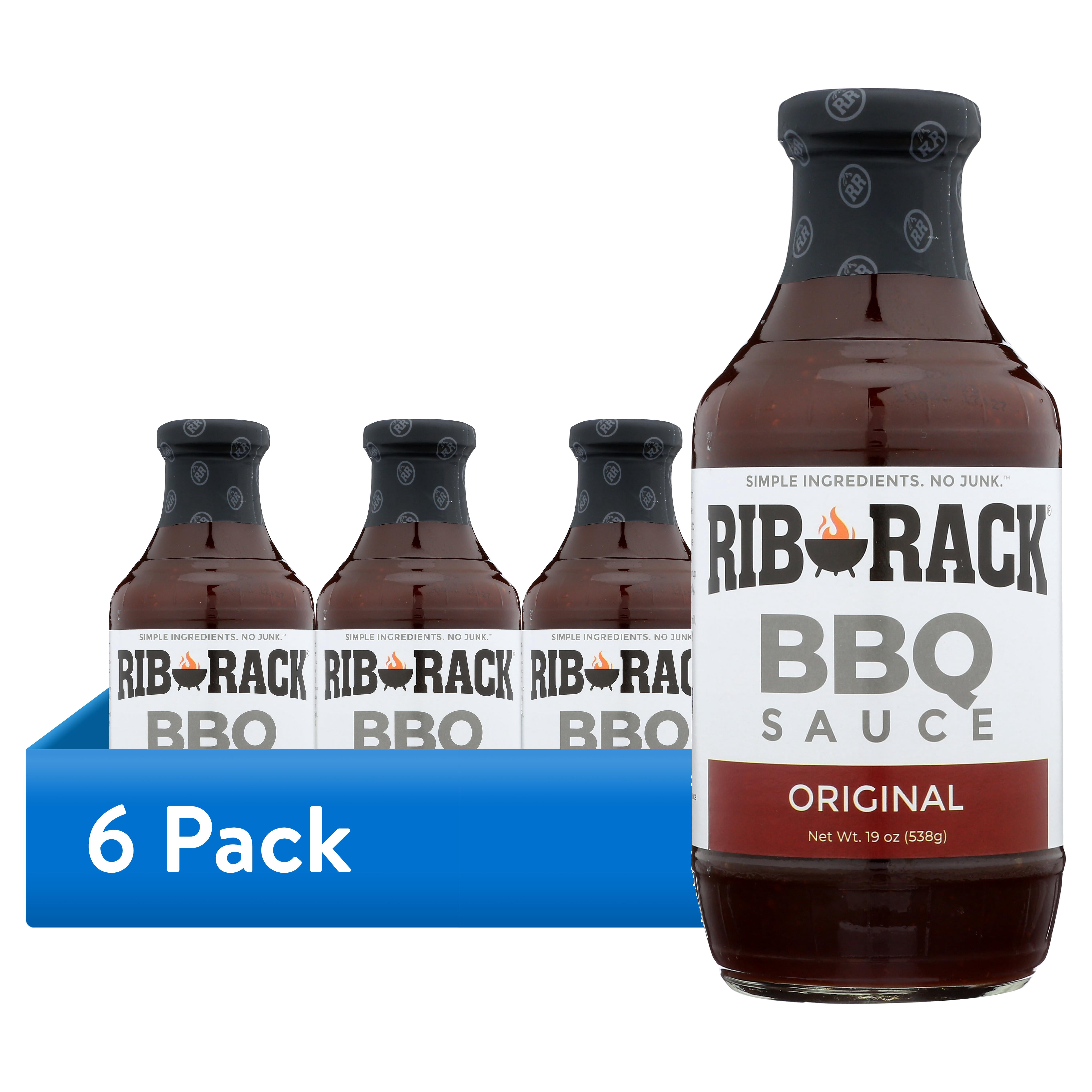 (6 pack) Rib Rack Original BBQ Sauce, 19 oz