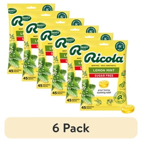 (6 pack) Ricola Sugar Free Lemon Mint Herbal Throat Drops, Value Pack, 45 Count