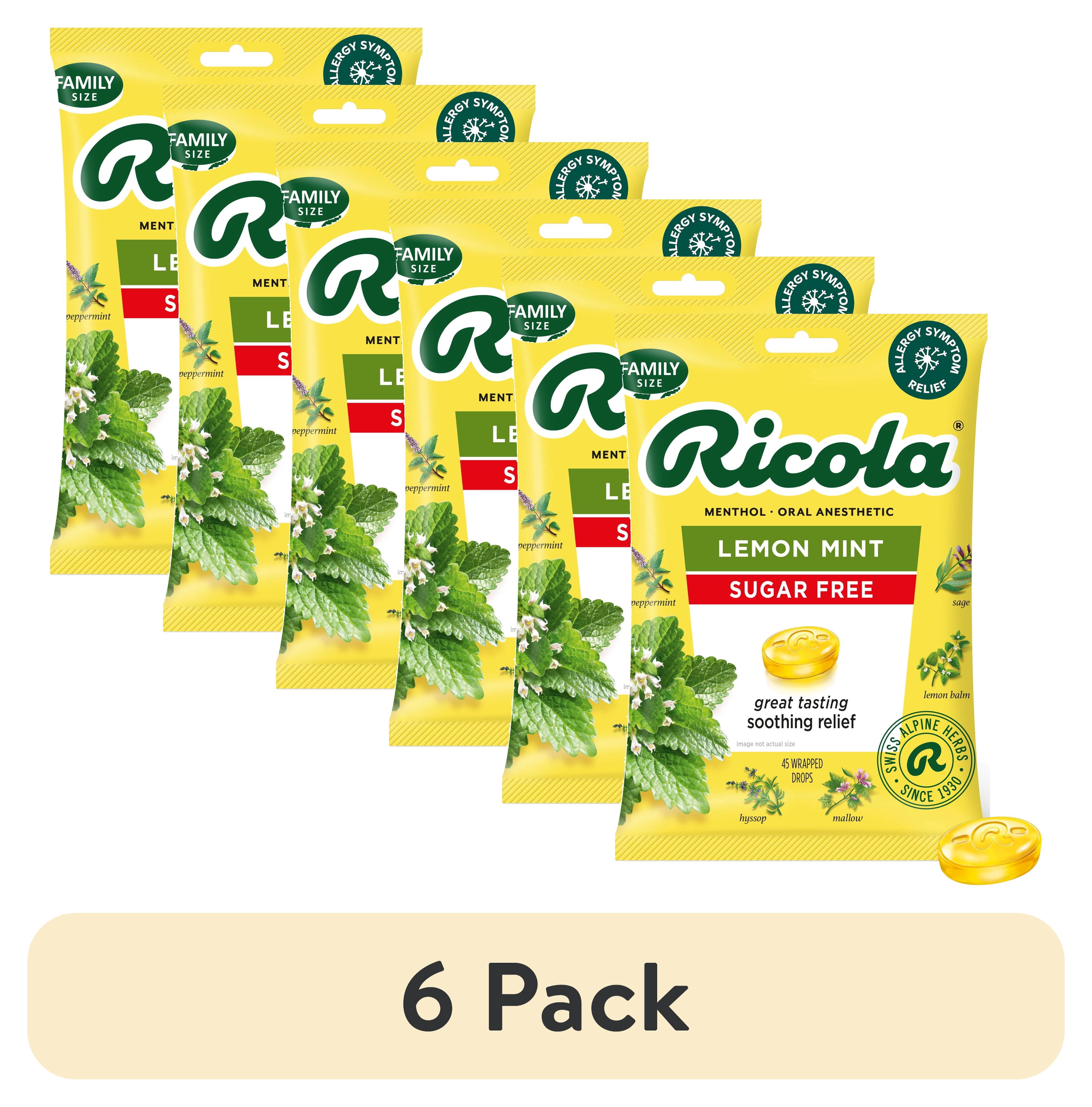 (6 pack) Ricola Sugar Free Lemon Mint Herbal Throat Drops, Value Pack, 45 Count