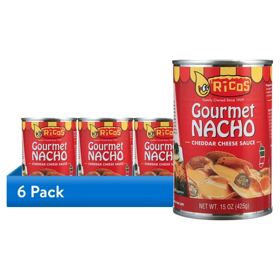 (6 pack) Ricos Gourmet Nacho Cheddar Cheese Sauce, 15 oz, Shelf-Stable