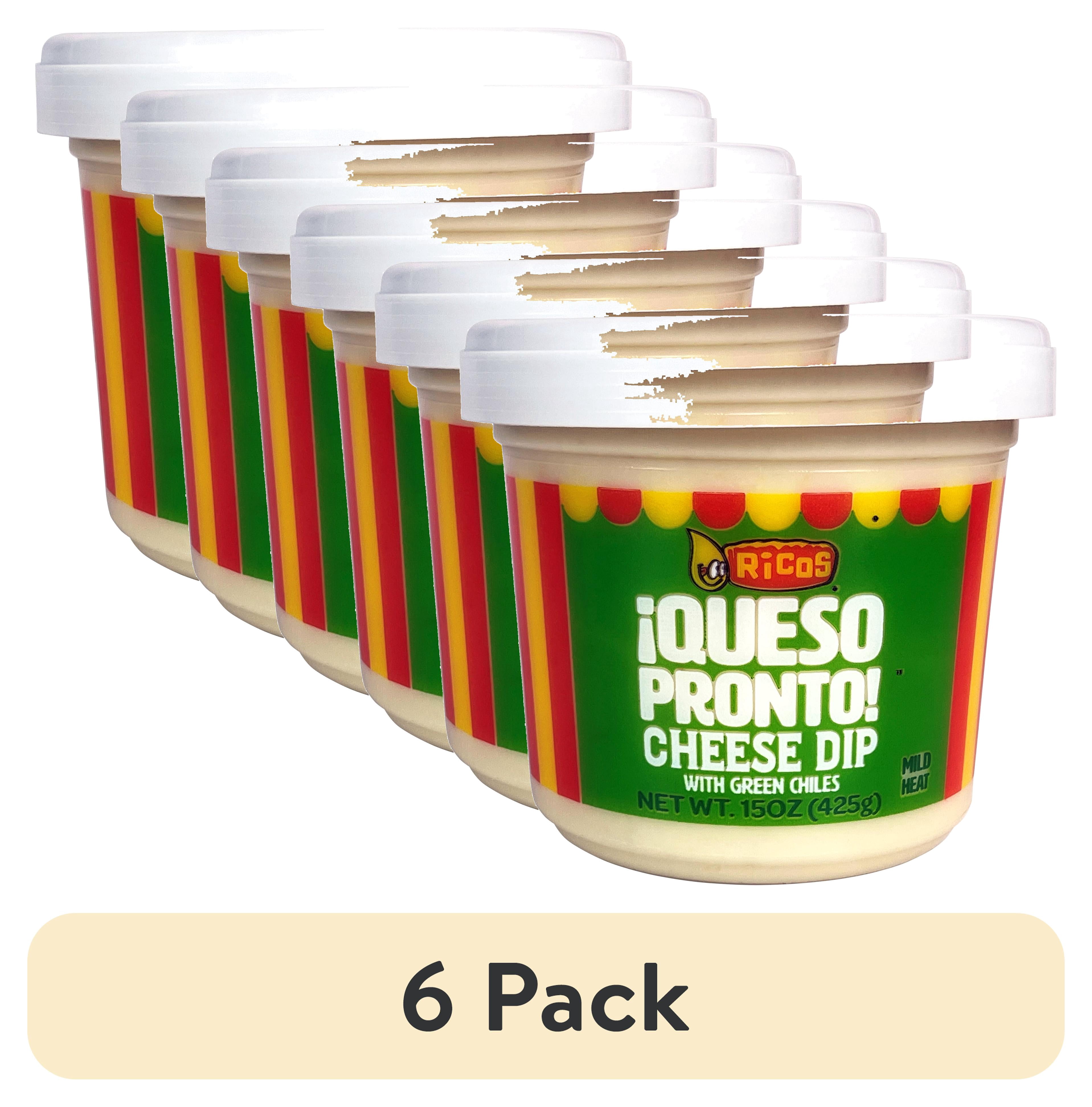 (6 pack) Ricos® Queso Pronto Mild Cheese Dip & Spread with Green Chiles, 15 oz, Tub, Shelf-Stable