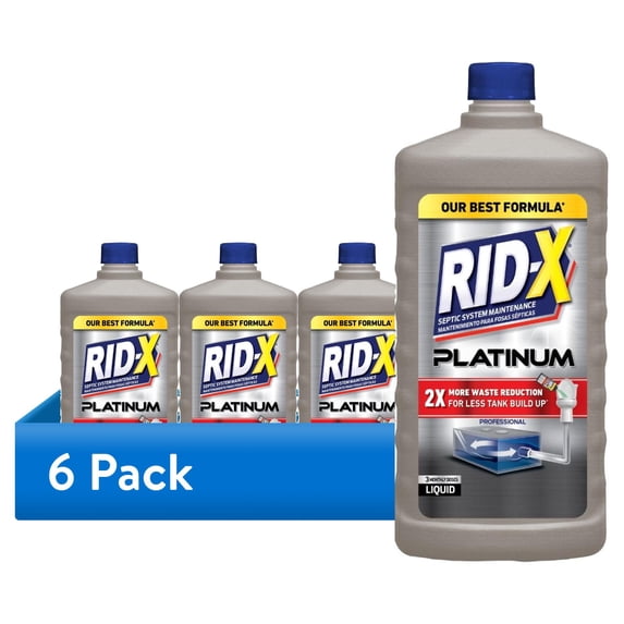 (6 pack) RID-X Septic Tank Treatment Platinum Liquid – 3 Month Supply - Our Best Formula with x2 More Waste Reduction