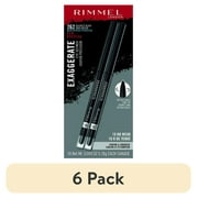 6 pack Rimmel London Exaggerate Waterproof Eye Definer Pencil Duo Pack, Blackest Black, 0.009 oz