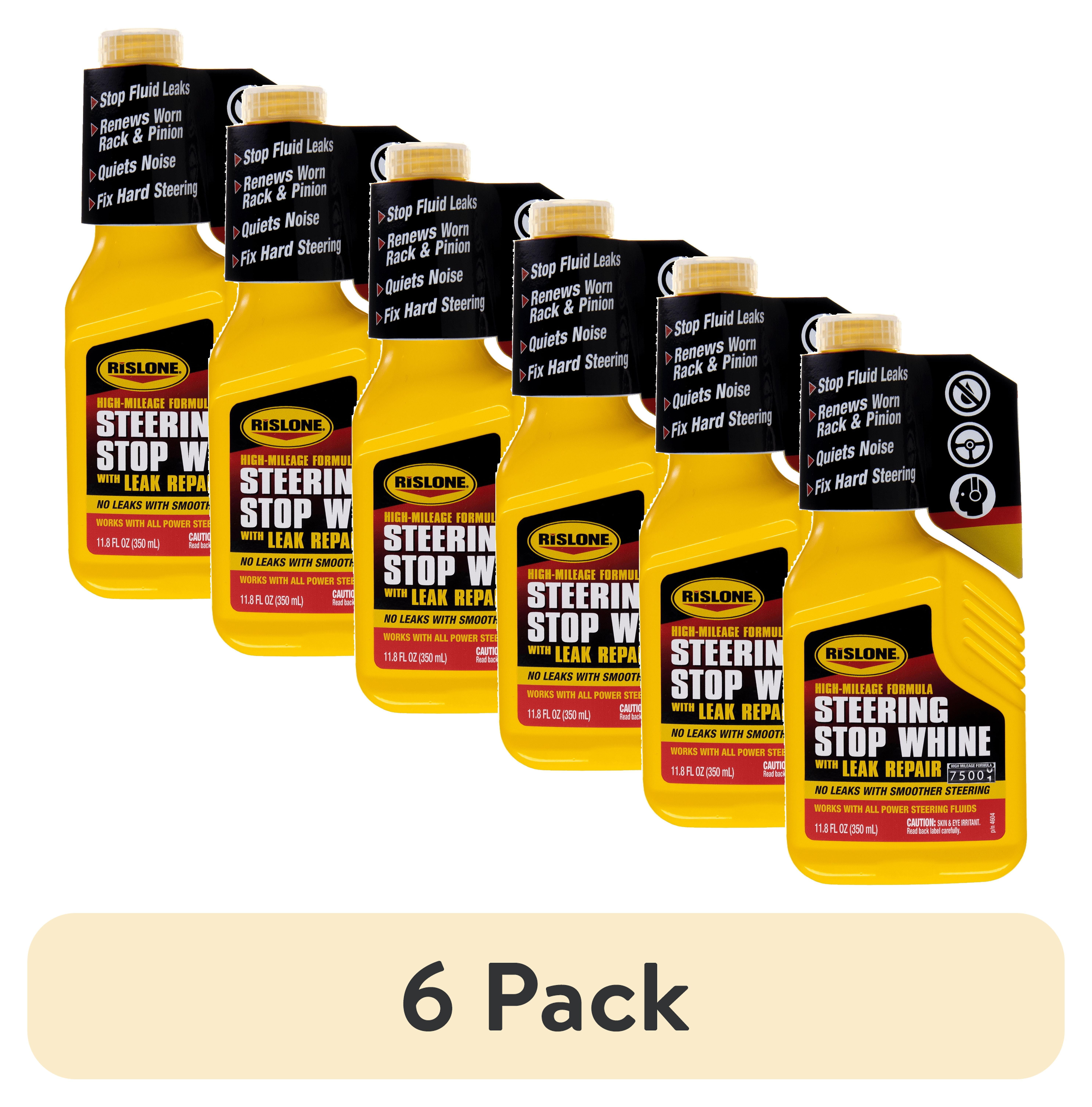 (6 pack) Rislone High Mileage Steering Stop Whine with Leak Repair 4604 Power Steering Fluid, 11.8 oz