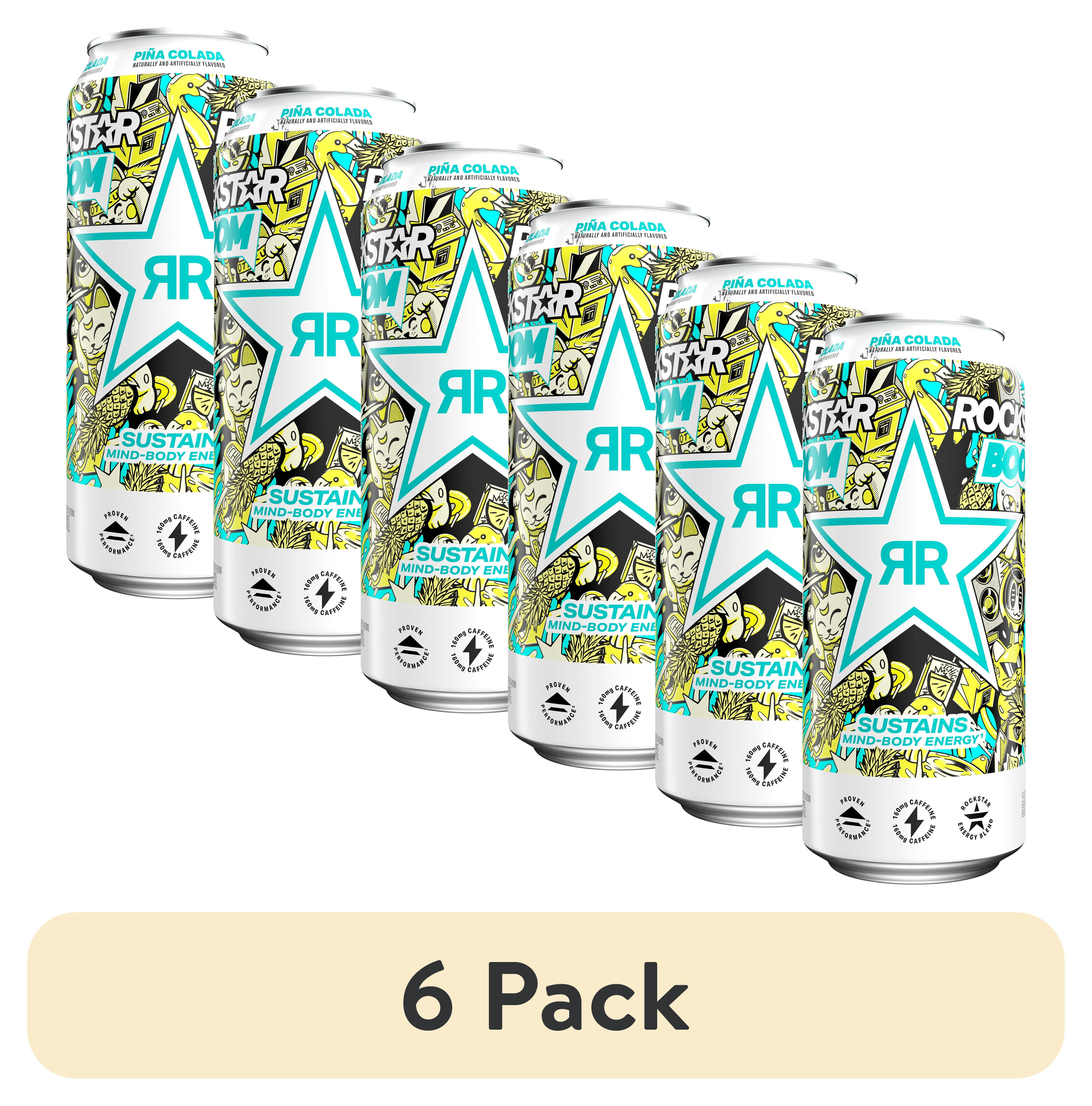 (6 pack) Rockstar Boom Energy Drink Pina Colada 16 fl oz Can