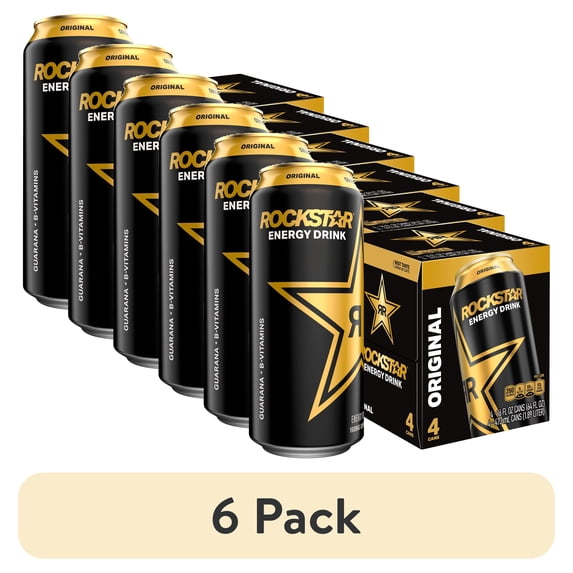 (6 pack) Rockstar Original Energy Drink, 16 oz, 4 Pack Cans