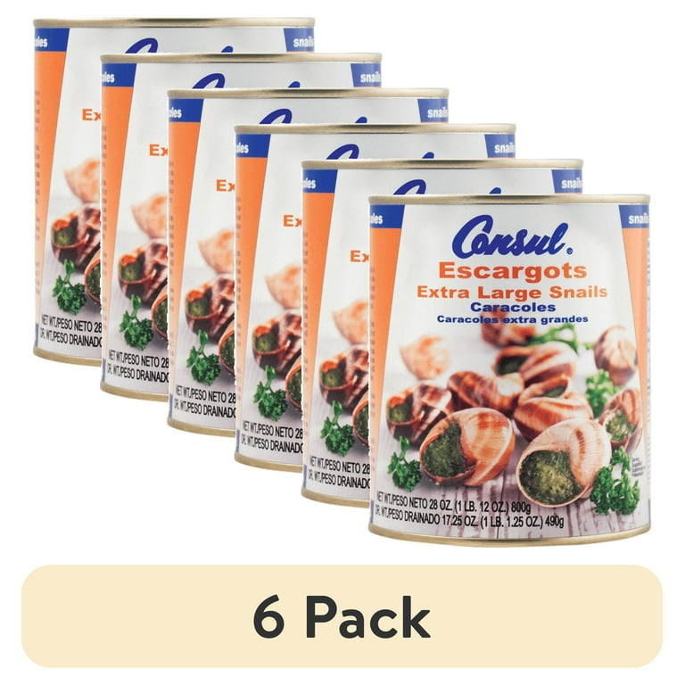 6 pack) Roland Consul Escargot Snails, Extra Large, 28 oz. Can